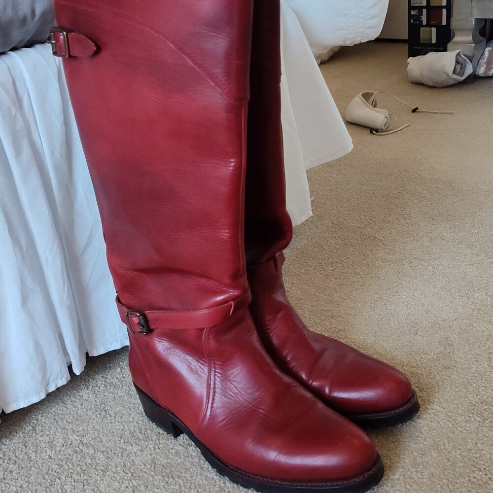 Frye leather/rabbit fur boots size 7.5